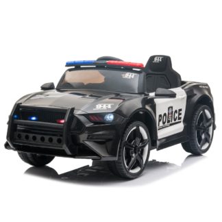 Kids Ride On 12V Electric Police Car Cruiser with 2.4GHZ Parent Remote Control (Black)