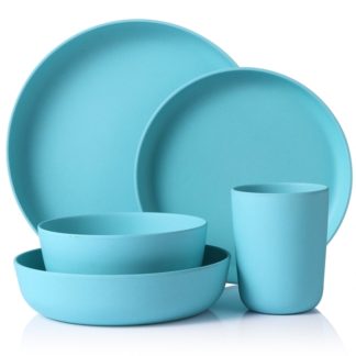 Lekoch Bamboo Fiber Biodegradable Dinnerware Set (Lake)