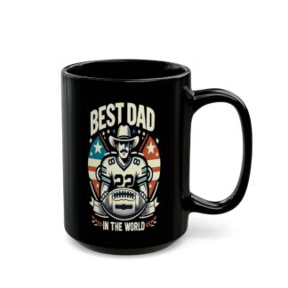 Best Dad in the World Cowboy Football 15oz Coffee Mug - Unique Father's Day Gift for Football and Western Fans