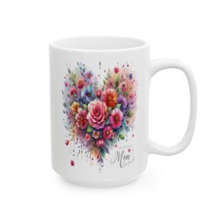 Floral Heart 15oz Coffee Mug: Endless Love for Mom, Anytime!