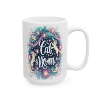 Whisker Wonderland: 'Cat Mom' 15oz Mug - Perfect for Cat Enthusiasts!