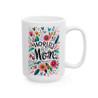 Elegant Floral World's Best Mom 15oz Coffee Mug: A Timeless Gift of Appreciation