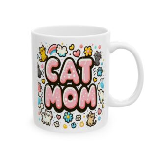 Adorable 'Cat Mom' 11oz Coffee Mug - Perfect Gift for Cat Lovers!