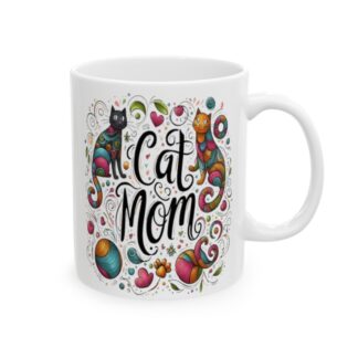 Purr-fectly Adorable 'Cat Mom' 11oz Coffee Mug - Ideal Gift for Feline Enthusiasts!