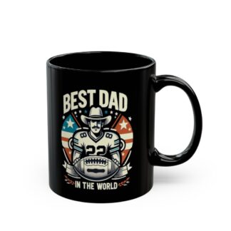 Best Dad in the World Cowboy Football 11oz Coffee Mug - Unique Father's Day Gift for Football and Western Fans